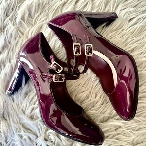 NWOT Impo Burgundy Patent Mary Jane Heels | Double Strap | Block Heel | Size 7.5